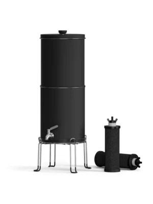 Filtre à Eau par Gravité Premium : 8,5 Litres, Acier Inoxydable, Support Inclus